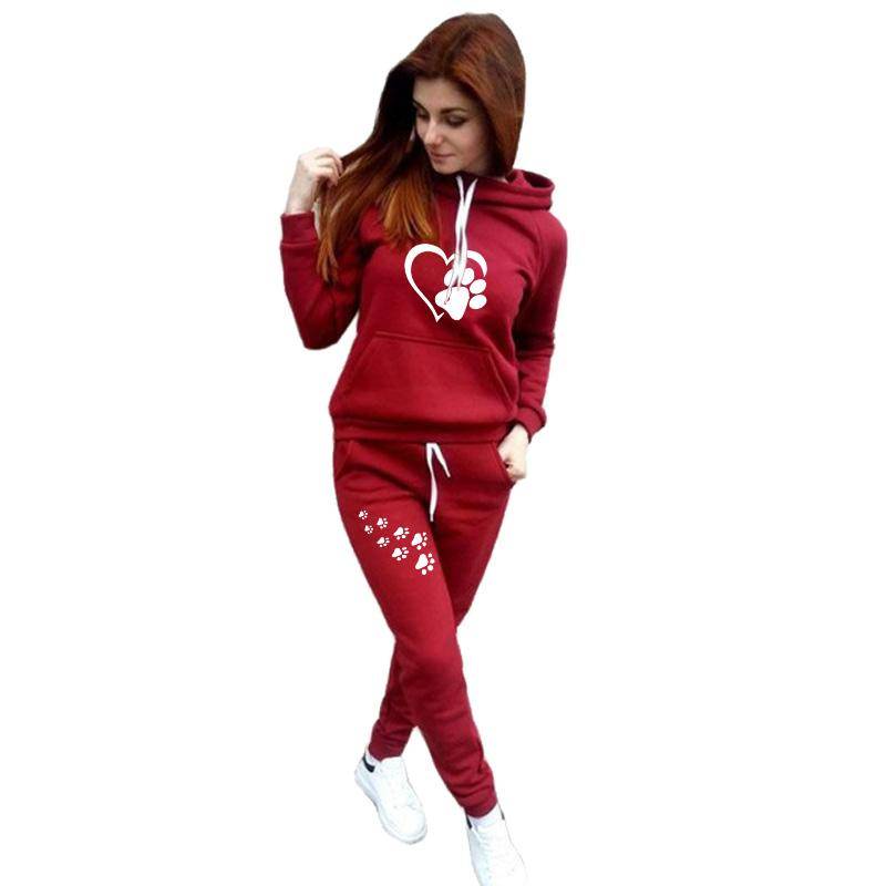 Süße Drucke Hoodie Set Damen Sportanzüge Zweiteilige Anzüge Kapuzenpullover Lange Hosen Modesets S von Joom DACH