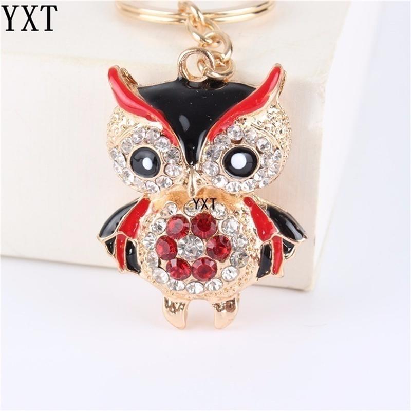 Süße Eule Kristall Schlüsselanhänger Ringe für Frauen Strass Geldbörse Tasche Anhänger Charm für Auto Schlüsselanhänger schwarz von Joom DACH