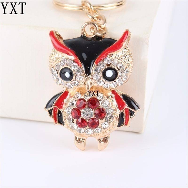 Süße Eule Kristall Schlüsselanhänger Ringe für Frauen Strass Geldbörse Tasche Anhänger Charm für Auto Schlüsselanhänger schwarz von Joom DACH