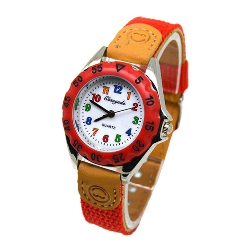 Süße Jungen Mädchen Quarzuhr Kinder Kinder Stoffband Student Zeituhr Armbanduhr Geschenke rose rot von Joom DACH