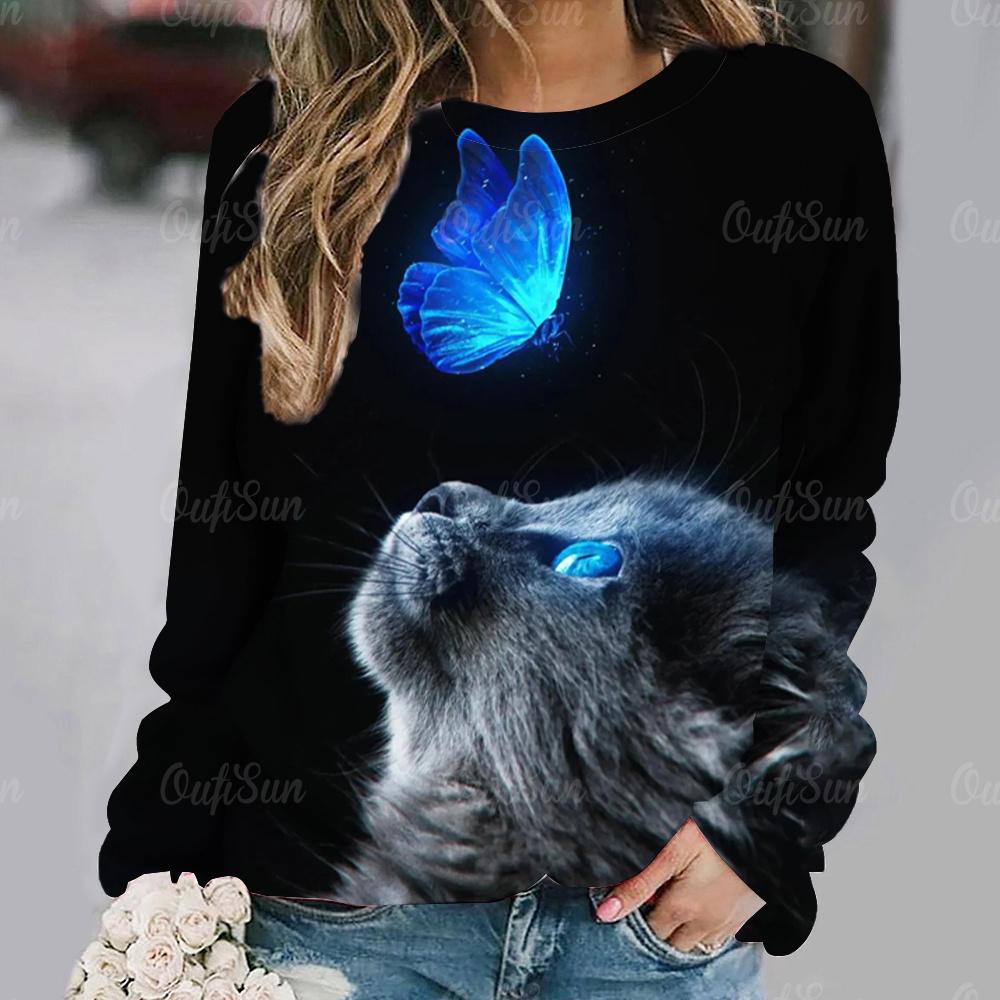 Süße Katze Print Mode Damen Langarm T-Shirts Herbst Frauen Kleidung Casual Baumwolle Pullover Lose Weibliche Tops Streetwear XL Süße Katze Print Mode Damen Langarm T-Shirts Herbst Frauen Kleidung Casual Baumwolle Pullover Lose Weibliche Tops Streetwear XL von Joom DACH