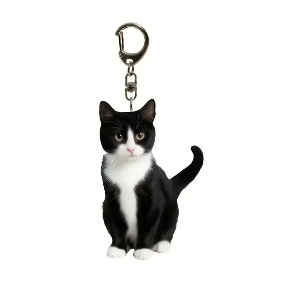 Süße Katze Schlüsselanhänger schöne schwarze weiße Katze Acryl Anhänger Kinder lustige Schlüsselanhänger Mädchen Schultasche Ornament von Joom DACH
