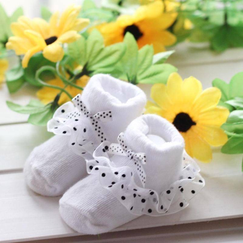 Süße Kleinkinder Säuglinge Baumwolle Knöchel Schleife Socken Baby Mädchen Prinzessin Spitze Blumen Schuhe Socken 0-1 Years weiß von Joom DACH