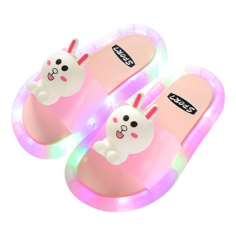 Süße Mädchen Hausschuhe Kinder Einhorn LED Kinder Hausschuhe Baby Sandalen Kinder Schuhe für Mädchen Jungen Leuchtende Schuhe Kleinkind 24/25# von Joom DACH