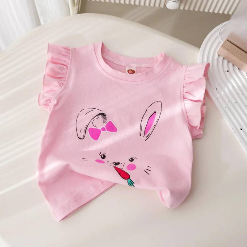 Süße Mädchen fliegen Ärmel Baby Tank Top T-shirt Prinzessin Cartoon Kurzarm 90 rosa von Joom DACH