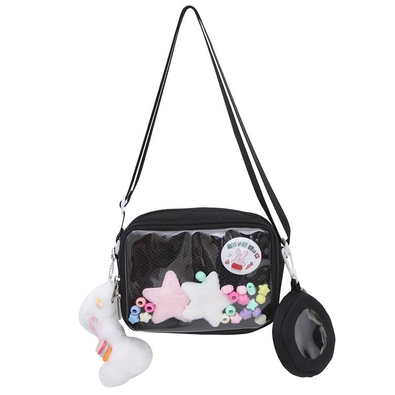Süße Student Umhängetasche transparente Damen kleine Schultertasche Handytasche schwarz von Joom DACH