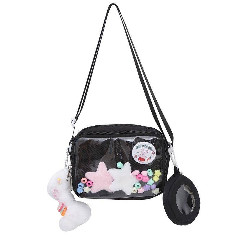 Süße Student Umhängetasche transparente Damen kleine Schultertasche Handytasche schwarz von Joom DACH