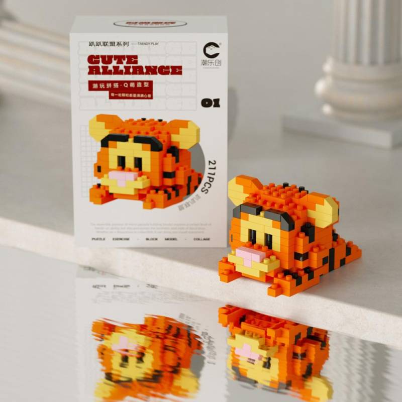 Süße Tiger Bausteine Cartoon Tier Modell DIY Spielzeug für Kinder Geschenk für Mädchen Small tiger-211Pcs von Joom DACH