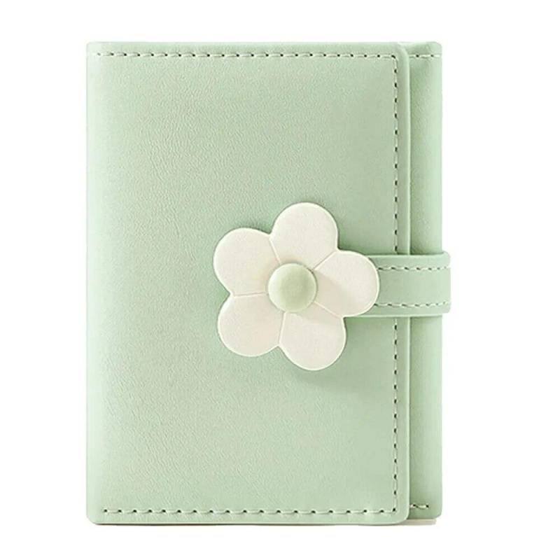 Süße kleine Geldbörse für Mädchen und Damen, Geldfach, Blumen, PU-Leder, Kartenhalter, Münzgeldbörse grün von Joom DACH