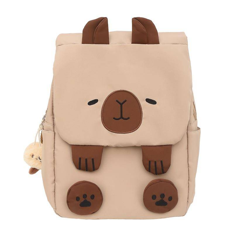 Süßer Rucksack mit Cartoon-Capybara-Motiv, für Schüler, Schulranzen, Damen, großer Rucksack khaki von Joom DACH