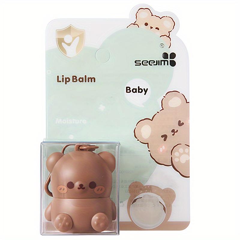 Süßer kleiner Bären-Lippenbalsam für Kinder, feuchtigkeitsspendender Anti-Trocken-Anti-Riss-Mini-Lippenbalsam mit Schlüsselanhänger-Dekoration, Lippenpflege apple von Joom DACH