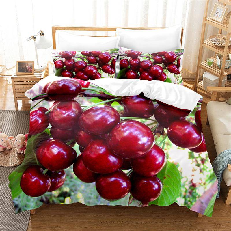 Süßes Kirsch Bettwäscheset Reizvoller Kinderbettbezug Jungen, Steppdeckenbezug Mädchenzimmer Wunderschöne Bettwäsche King/Queen Bettdeckenbezug-Set EU single(135x200cm) von Joom DACH