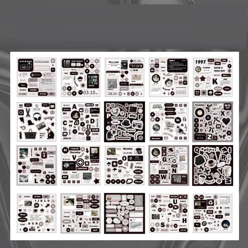 Süßes Magazin Scrapbooking Aufkleber Buch DIY Junk Journal Material Dekoration Album Tagebuch Korea Schreibwaren Aufkleber schwarz von Joom DACH