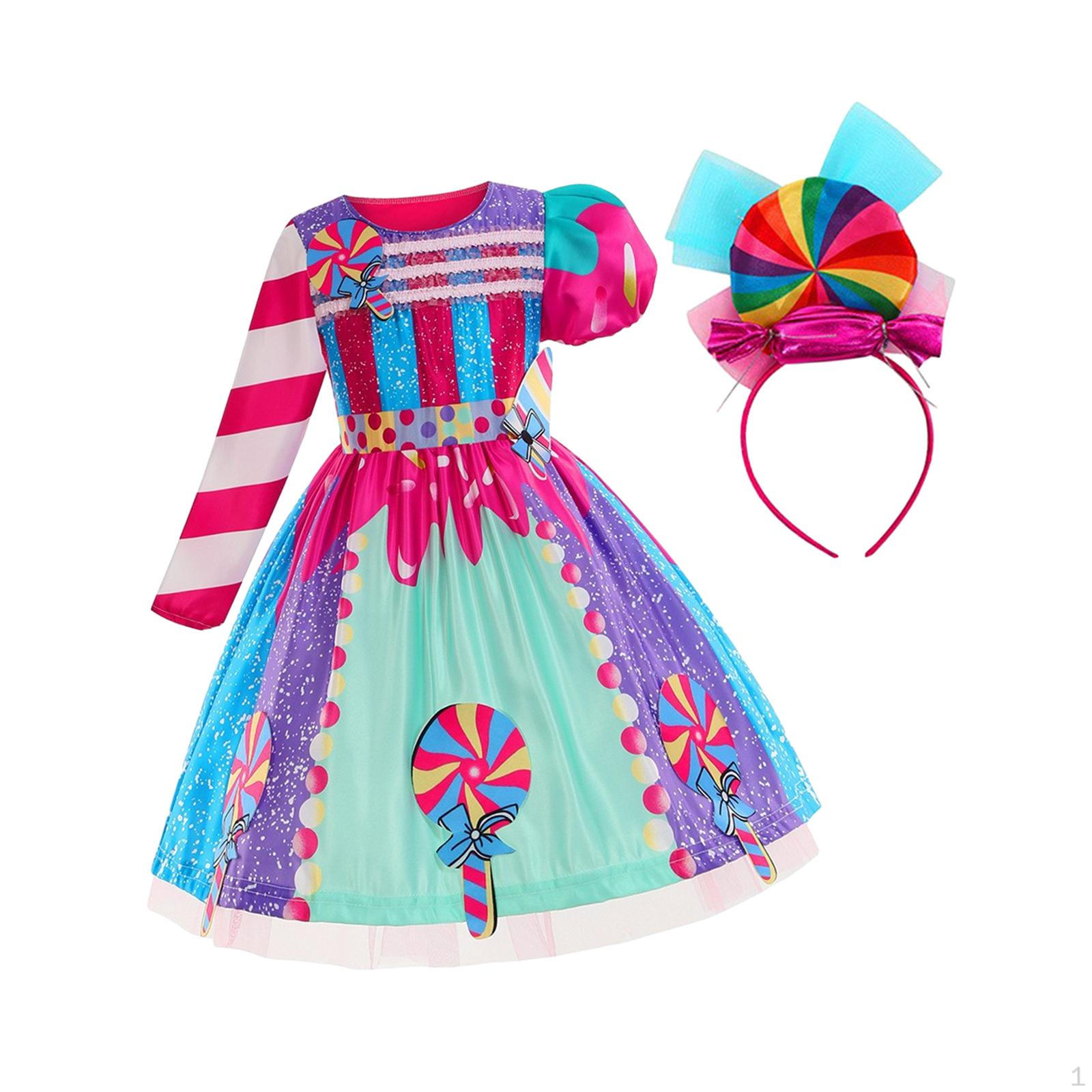 Süßigkeiten-Kleid für Mädchen, Lollipop mit Stirnband, Regenbogen-Prinzessin, Festival, Cosplay, Bühne 120 von Joom DACH
