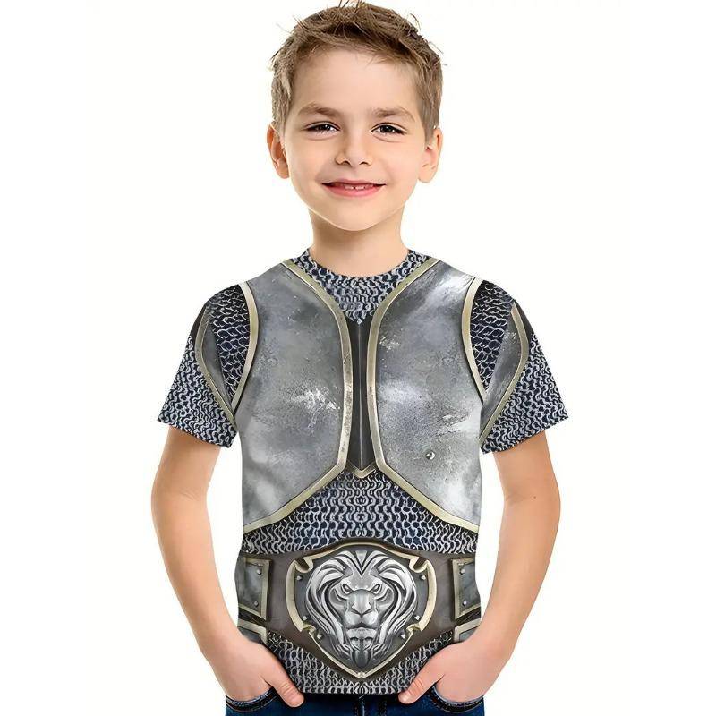 Sommer Rundhals 3D Falsch Zweiteiliges Bedrucktes Oberteil Rollenspiel Kostüm Modisch Lässig Kurzärmelig Kinder Jungen T-Shirts 120 von Joom DACH