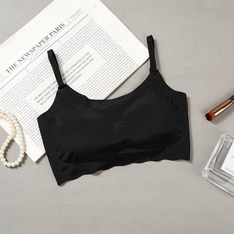 Summer Women Push Up Ice Silk Seamless Bra Padded Underwear Thin Bras Lingerie Bralette XL schwarz von Joom DACH