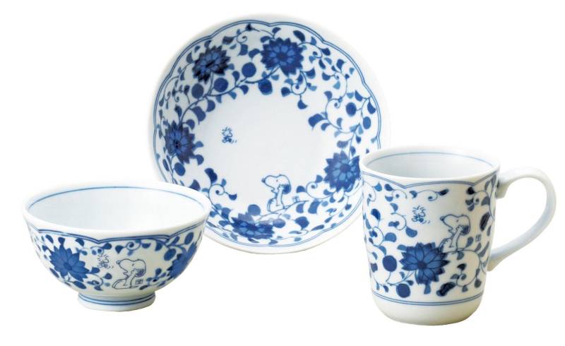 Sunupii 630741 Indigo Arabesque Reisschüssel, Becher, Topf, 3-teiliges Set, Lieferung in einer Präsentationsbox von Joom DACH