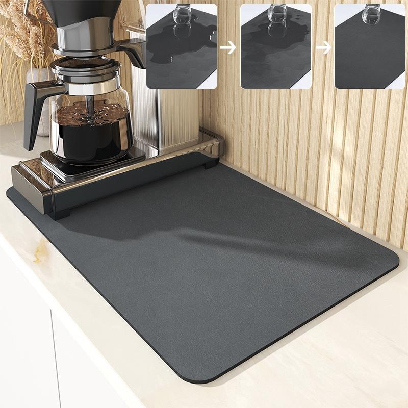 Super saugfähige Küchenmatte, rutschfest, zum Abtropfen von Kaffeegeschirr, Abtropfmatte, schnelltrocknender Badezimmerteppich, Essgeschirr, Tischset, Geschirr 30x40cm von Joom DACH