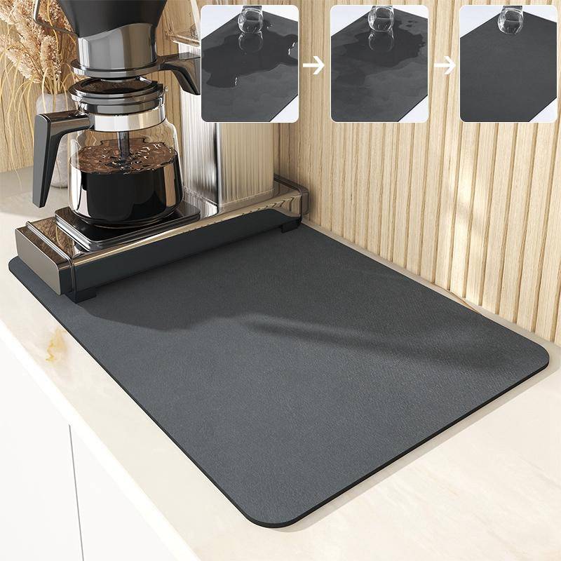 Super saugfähige Küchenmatte, rutschfest, zum Abtropfen von Kaffeegeschirr, Abtropfmatte, schnelltrocknender Badezimmerteppich, Essgeschirr, Tischset, Geschirr 30x40cm von Joom DACH