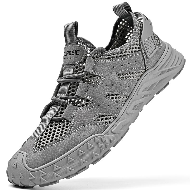 Super atmungsaktive Wanderschuhe für Herren aus Gummi, rutschfest, Kletter- und Trekkingschuhe, Outdoor-Antikollisions-Sneakers, Wanderschuhe aus Schweinsleder 46 von Joom DACH