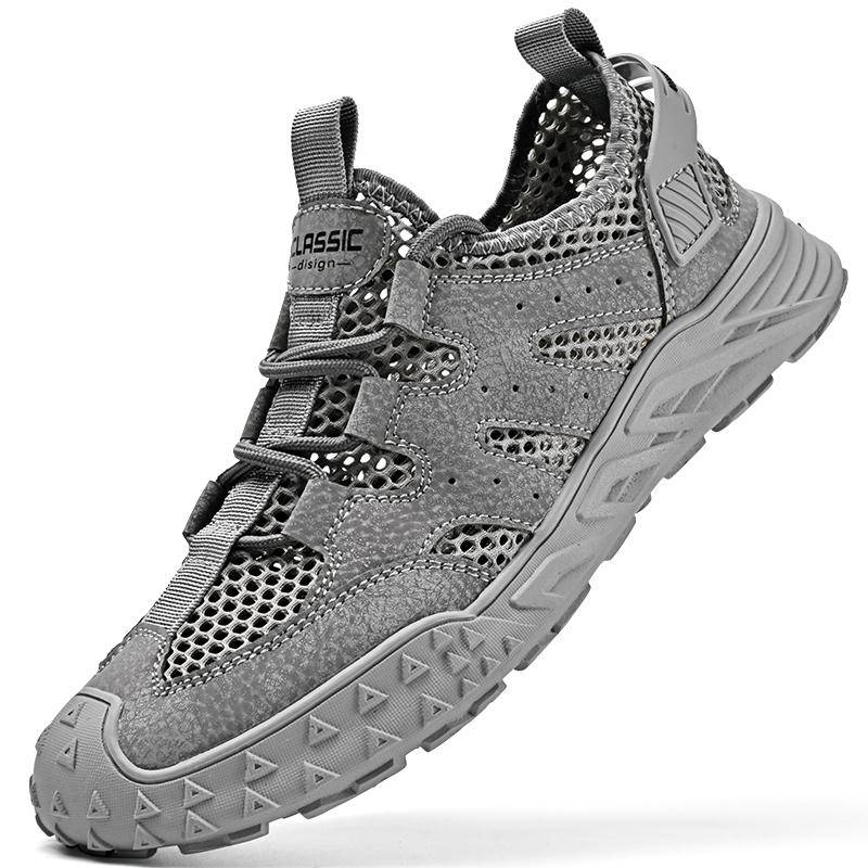 Super atmungsaktive Wanderschuhe für Herren aus Gummi, rutschfest, Kletter- und Trekkingschuhe, Outdoor-Antikollisions-Sneakers, Wanderschuhe aus Schweinsleder 46 von Joom DACH