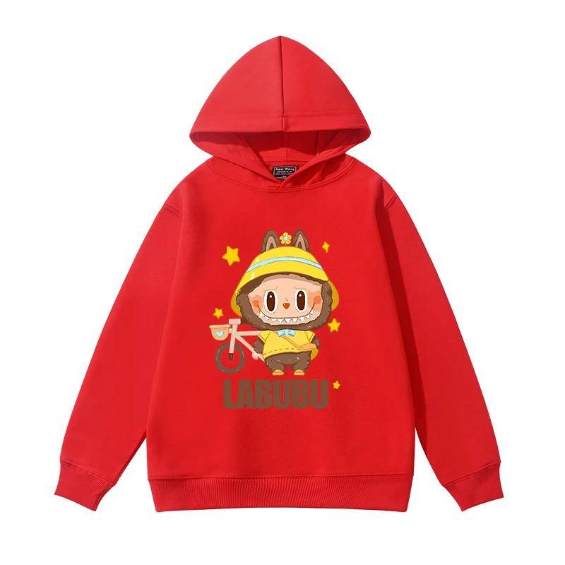 Super heißes Labubu Labu Kinder-Sweatshirt mit Kapuze Kinder Mädchen 25 neu Herbst und Winter plus Samt langärmeliges Kapuzenoberteil 130 von Joom DACH