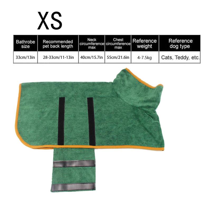 Super saugfähiger Haustier-Bademantel, Hunde-Bademantel, schnell trocknender, saugfähiger Katzen-Bademantel, Handtuch XS grün von Joom DACH