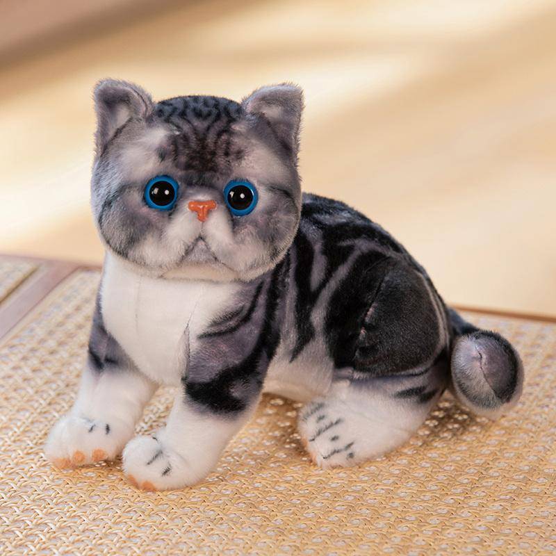 Superähnliches Plüschtier mit dicker Katze und Apfelgesicht, gemustertes Kätzchen mit Tigermuster, simulierte Tiere, Heimdekoration, Geschenk für Jungen und Kinder about 23-26cm von Joom DACH