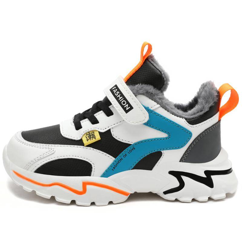 Superleichte Baumwollschuhe für große Jungen, Winterschuhe aus Baumwolle für Jungen, Kinder, plus warme Schneestiefel aus Samt, rutschfeste Baumwollschuhe 38 schwarz/orange von Joom DACH