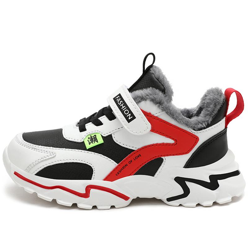 Superleichte Baumwollschuhe für große Jungen, Winterschuhe aus Baumwolle für Jungen, Kinder, plus warme Schneestiefel aus Samt, rutschfeste Baumwollschuhe 40 schwarz/rot von Joom DACH