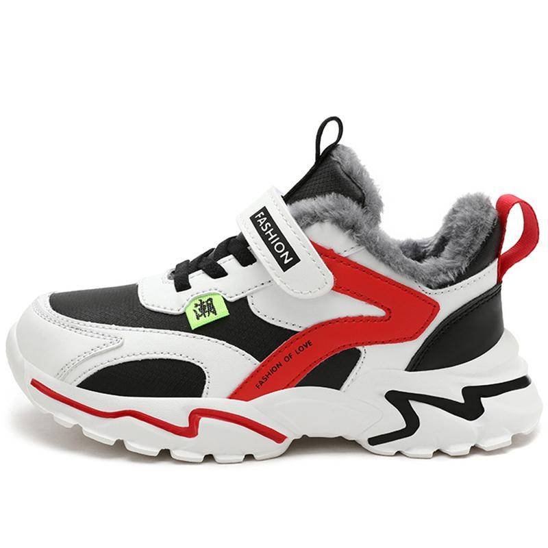 Superleichte Baumwollschuhe für große Jungen, Winterschuhe aus Baumwolle für Jungen, Kinder, plus warme Schneestiefel aus Samt, rutschfeste Baumwollschuhe 40 schwarz/rot von Joom DACH