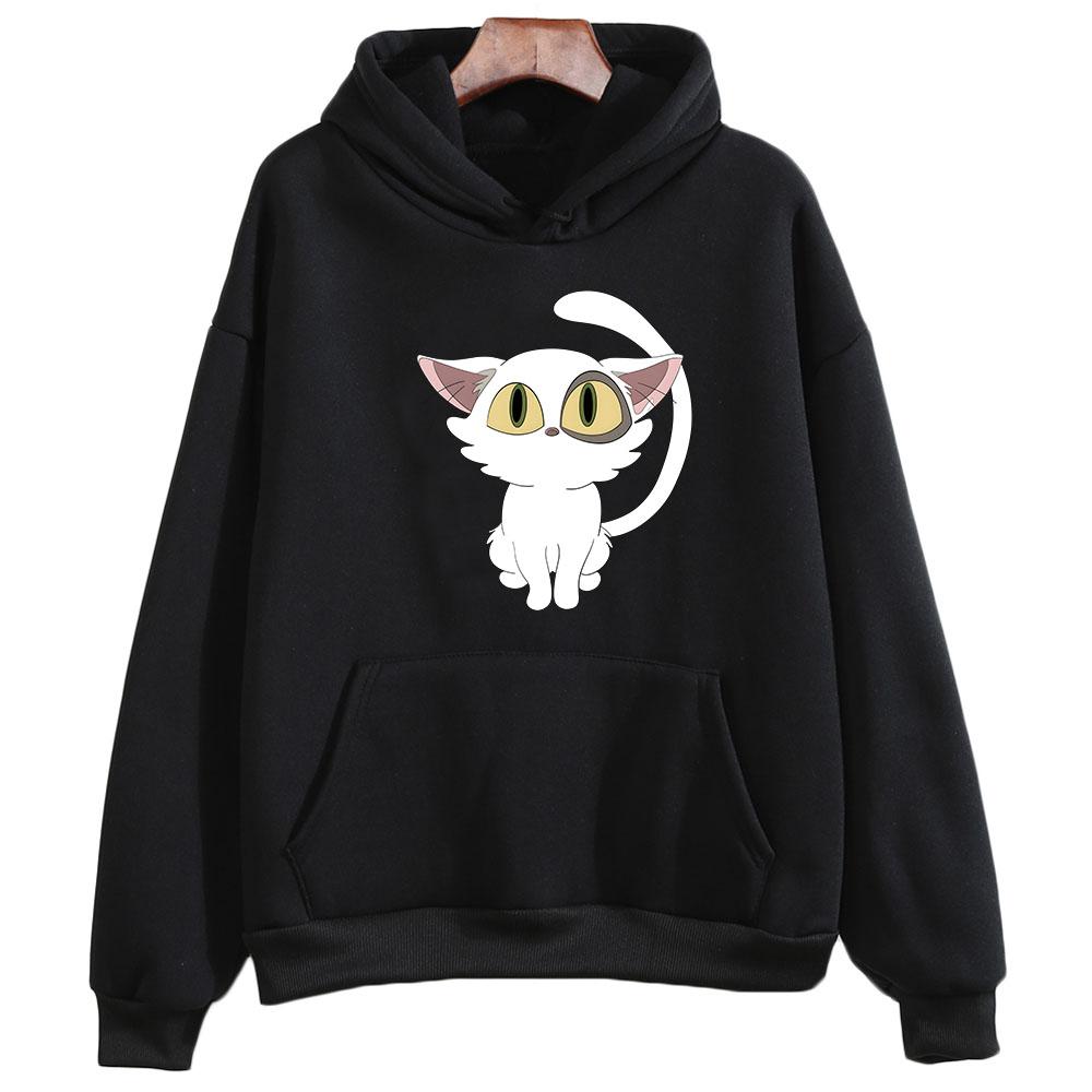 Suzume No Tojimari Daijin Weiße Katze Ästhetischer Hoodie Damen Kawaii/Süßer Cartoon Langarm Sweatshirt Lovely Neko Staring At You S von Joom DACH