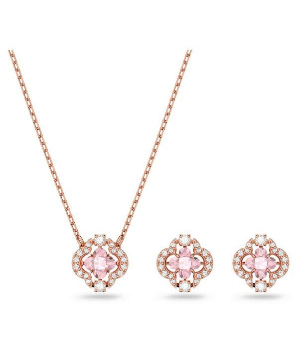 Swarovski Una Roségold-plattiertes Halsketten- und Ohrring-Set mit Zirkonia 5516488 für Damen rosa von Joom DACH