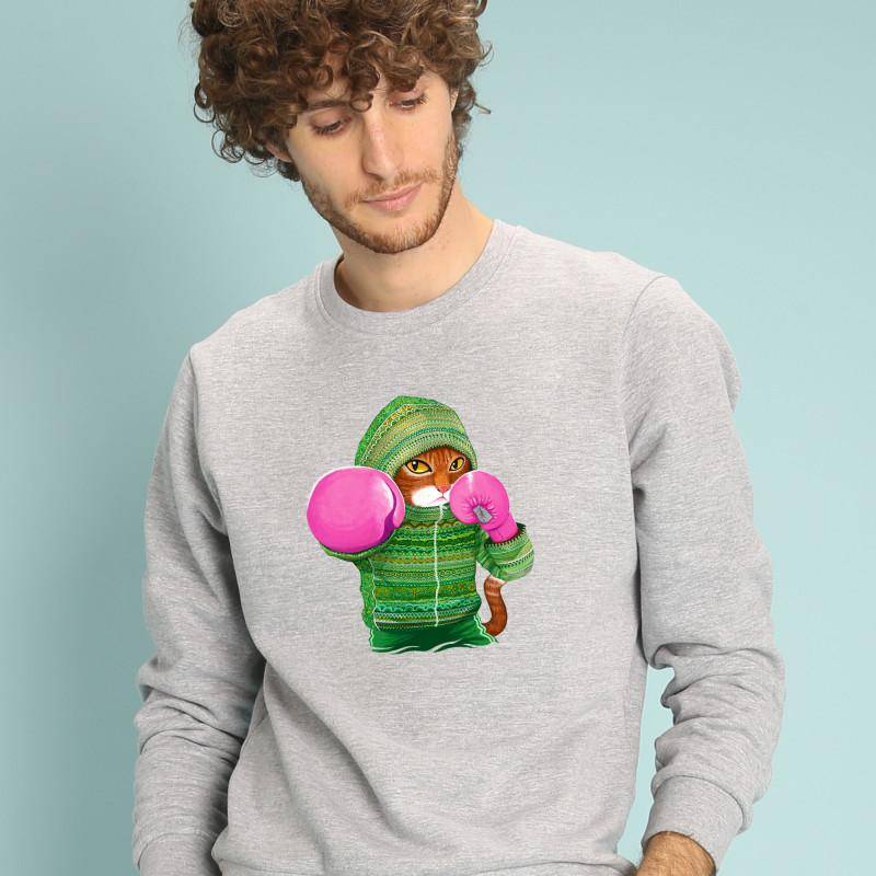 Herren Sweatshirt - BOXKATZE GINGER XS grau meliert von Joom DACH