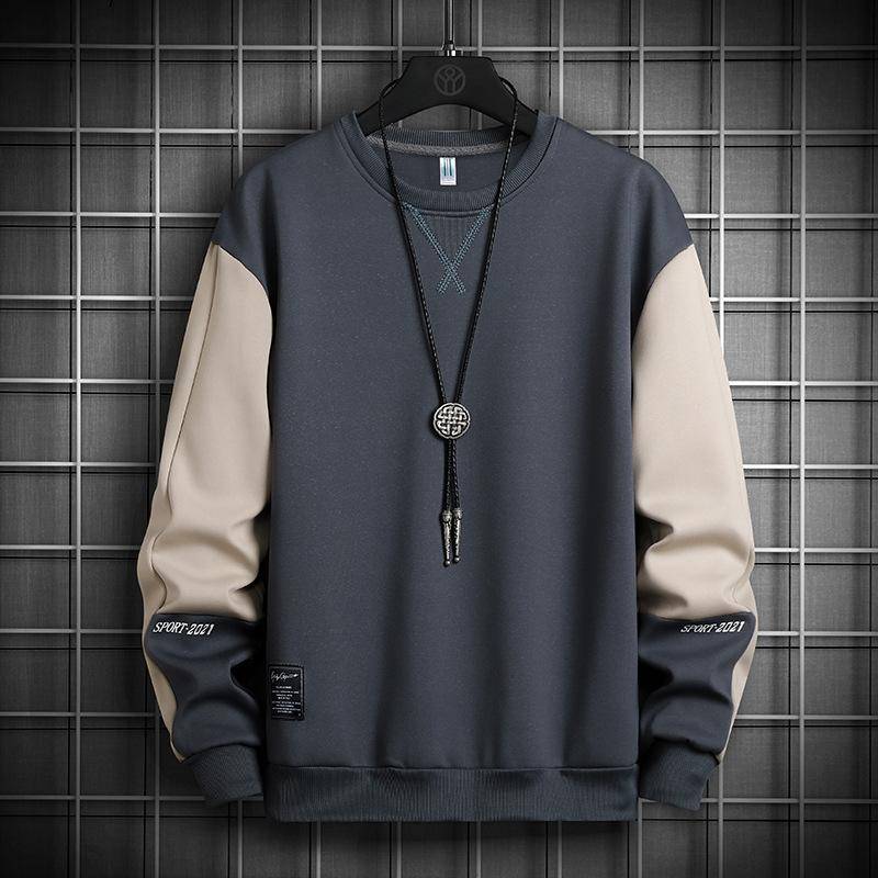 Sweatshirt Herren Herbst und Winter Neues Herren Unterhemd Rundhals Samt Sweatshirt Koreanischer Stil Locker Langärmeliges T-Shirt Herren 3XL von Joom DACH