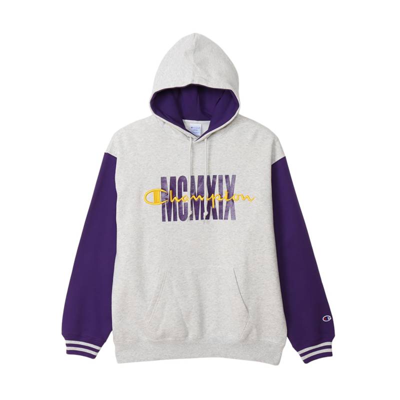 Sweatshirt Langarm Gebürstetes Futter BAUMWOLLE USA LooseFit Grafik-Logo-Print Kapuzenpullover Action Style Heather Gray [Champion] C3-A107 Herren von Joom DACH