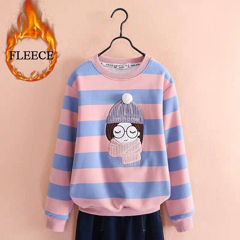Sweatshirt für Mädchen Frühling Lose Schule Kinder Pullover Streifen Mädchen Langarm T-Shirt Kleidung Verdicken Winter Kinder Pullover Tops10 12 Jahre 10 von Joom DACH