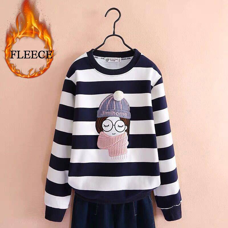 Sweatshirt für Mädchen Frühling Lose Schule Kinder Pullover Streifen Mädchen Langarm T-Shirt Kleidung Verdicken Winter Kinder Pullover Tops10 12 Jahre 12 von Joom DACH