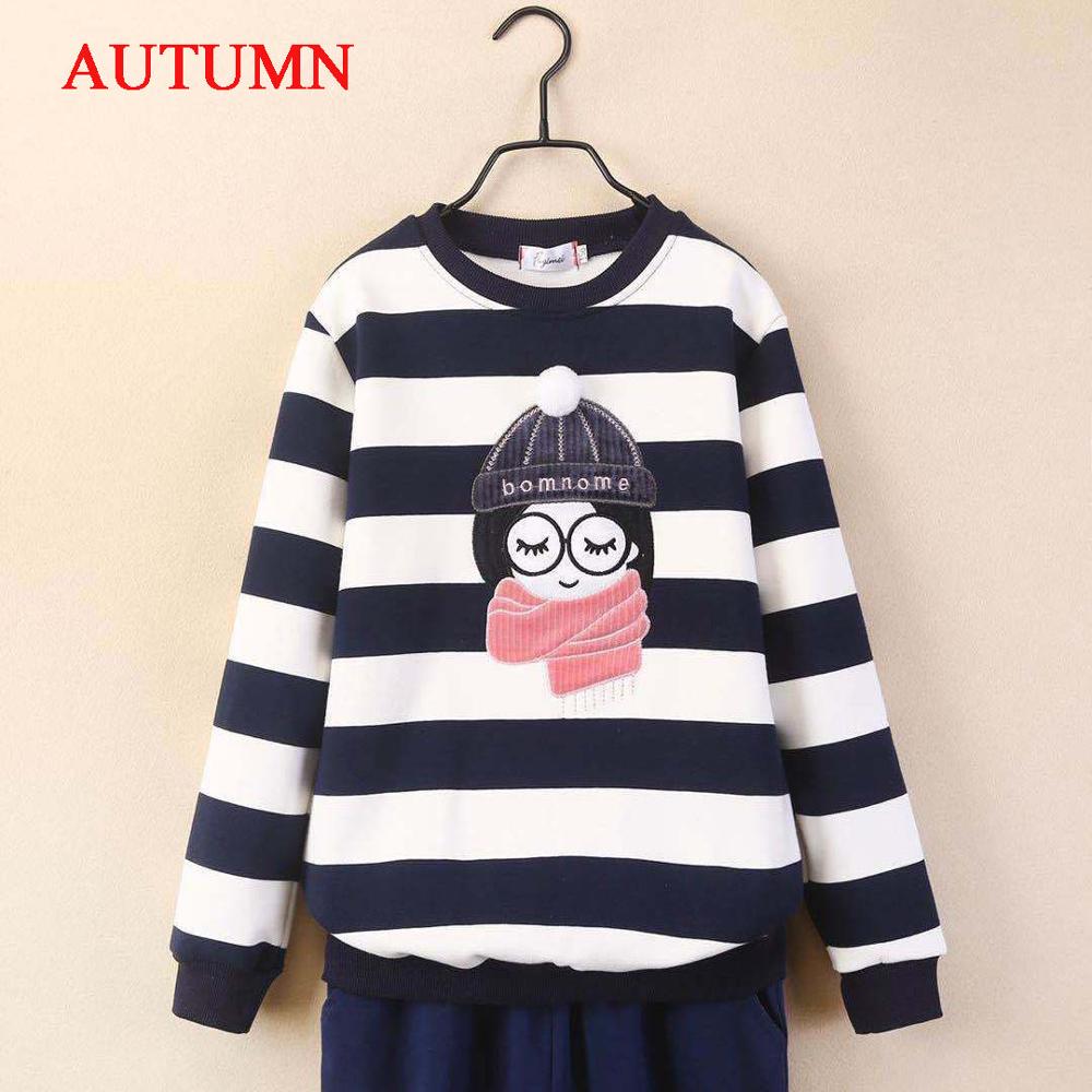 Sweatshirt für Mädchen Frühling Lose Schule Kinder Pullover Streifen Mädchen Langarm T-Shirt Kleidung Verdicken Winter Kinder Pullover Tops10 12 Jahre 13 von Joom DACH