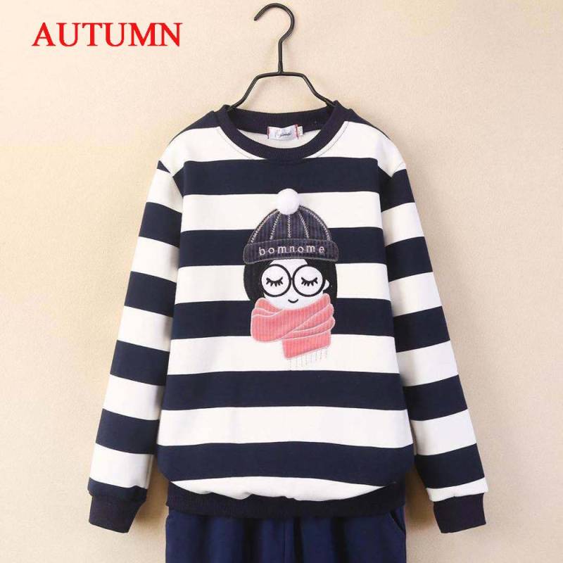 Sweatshirt für Mädchen Frühling Lose Schule Kinder Pullover Streifen Mädchen Langarm T-Shirt Kleidung Verdicken Winter Kinder Pullover Tops10 12 Jahre 13 von Joom DACH