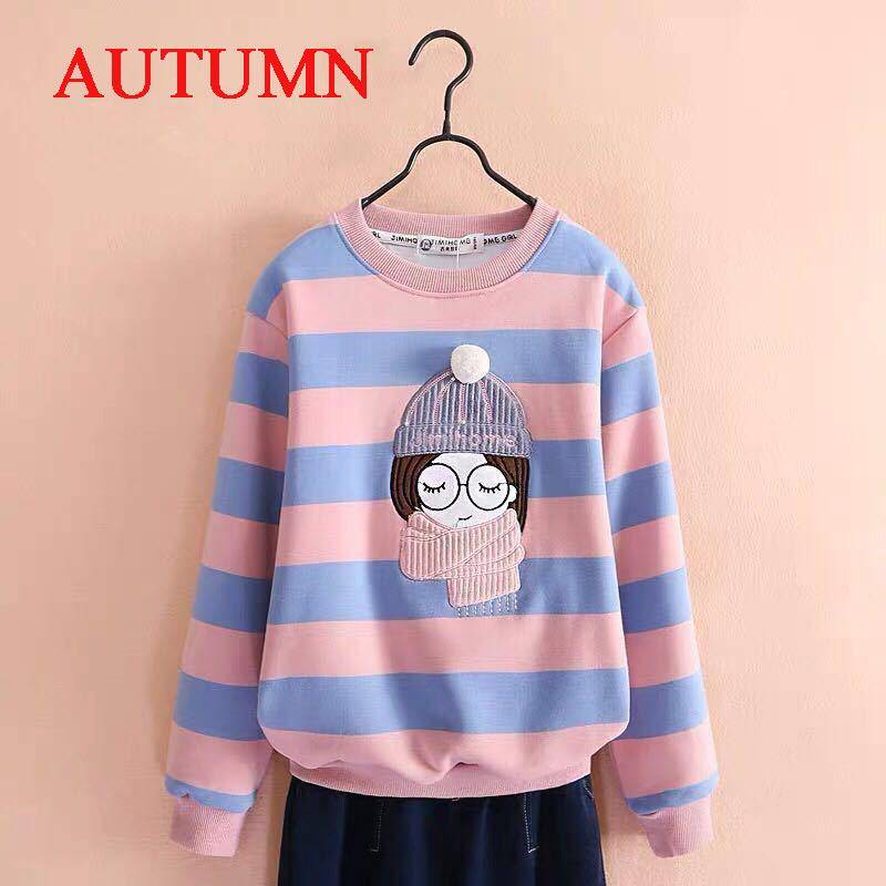 Sweatshirt für Mädchen Frühling Lose Schule Kinder Pullover Streifen Mädchen Langarm T-Shirt Kleidung Verdicken Winter Kinder Pullover Tops10 12 Jahre 8T von Joom DACH