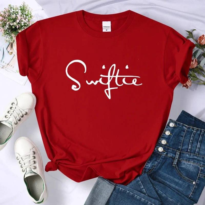 Swiftie Retro Y2K Print T-Shirt Damen Sommermode Crop Top Sport Casual Tops Kleidung Street Personality T-Shirt Damen M von Joom DACH