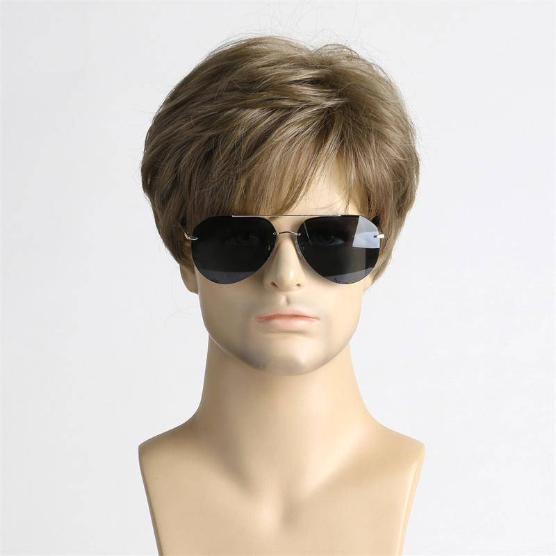 Synthetic Short Brown Wigs for Men Natural Straight Hair Breathable Adjustable Daily Man Wig with Bangs Cosplay Party Male Wig von Joom DACH