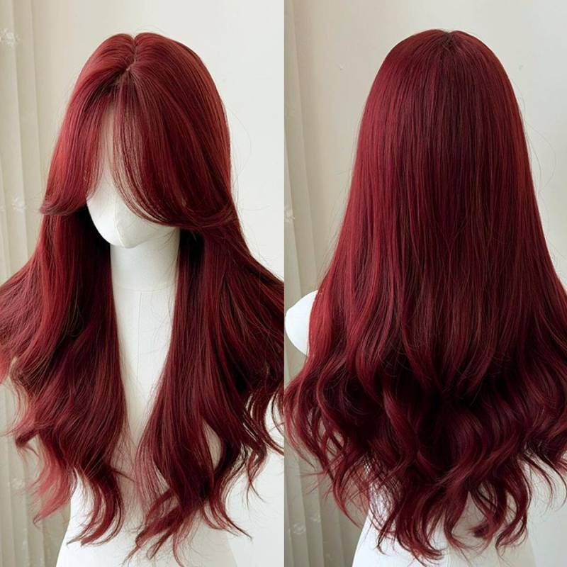 Synthetische rote Ombre schwarze Farbe Lolita lange gerade Perücken mit Pony tägliche Party Cosplay Perücke für Frauen von Joom DACH
