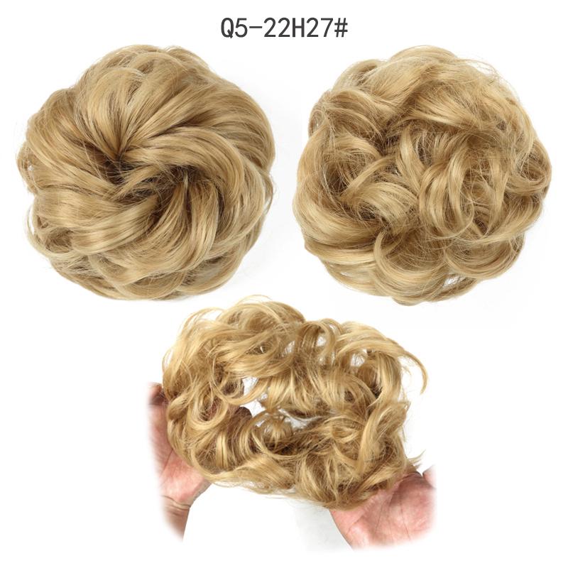 Synthetische unordentliche lockige Haarknoten-Chignon-Verlängerung, Donut-Gummiband, Ombre, Braun, Schwarz, Grau, Rosa, Blond, Gold, Rot 22H27 von Joom DACH