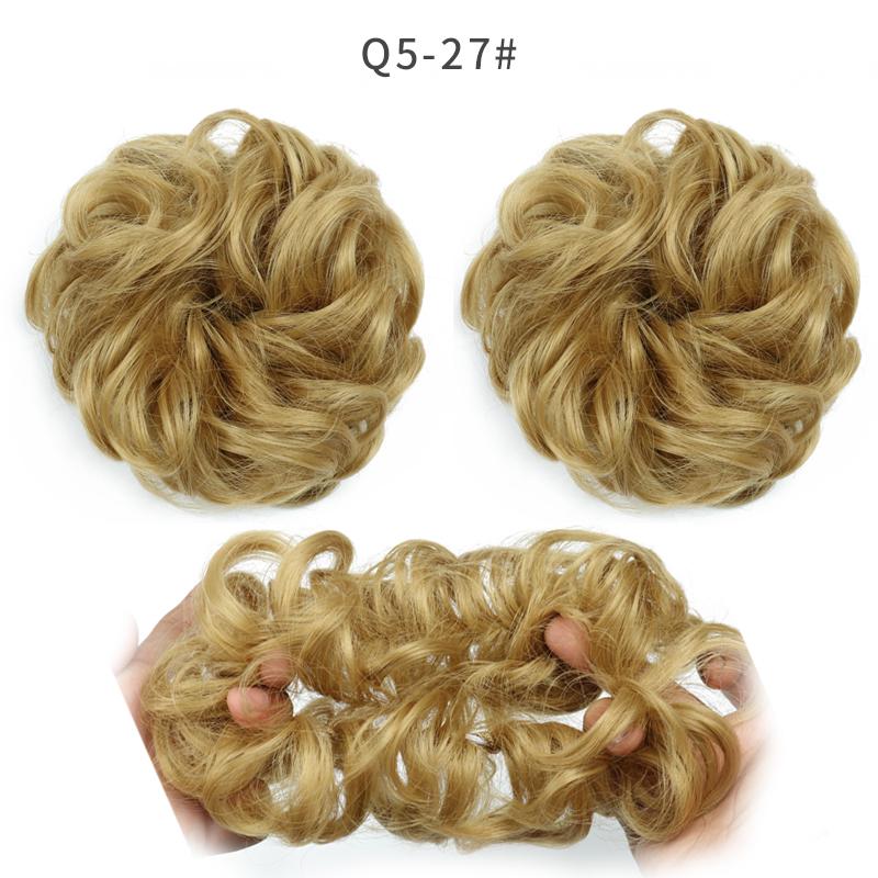 Synthetische unordentliche lockige Haarknoten-Chignon-Verlängerung, Donut-Gummiband, Ombre, Braun, Schwarz, Grau, Rosa, Blond, Gold, Rot 27 von Joom DACH