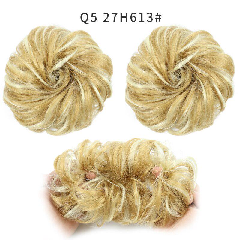 Synthetische unordentliche lockige Haarknoten-Chignon-Verlängerung, Donut-Gummiband, Ombre, Braun, Schwarz, Grau, Rosa, Blond, Gold, Rot 27H613 von Joom DACH