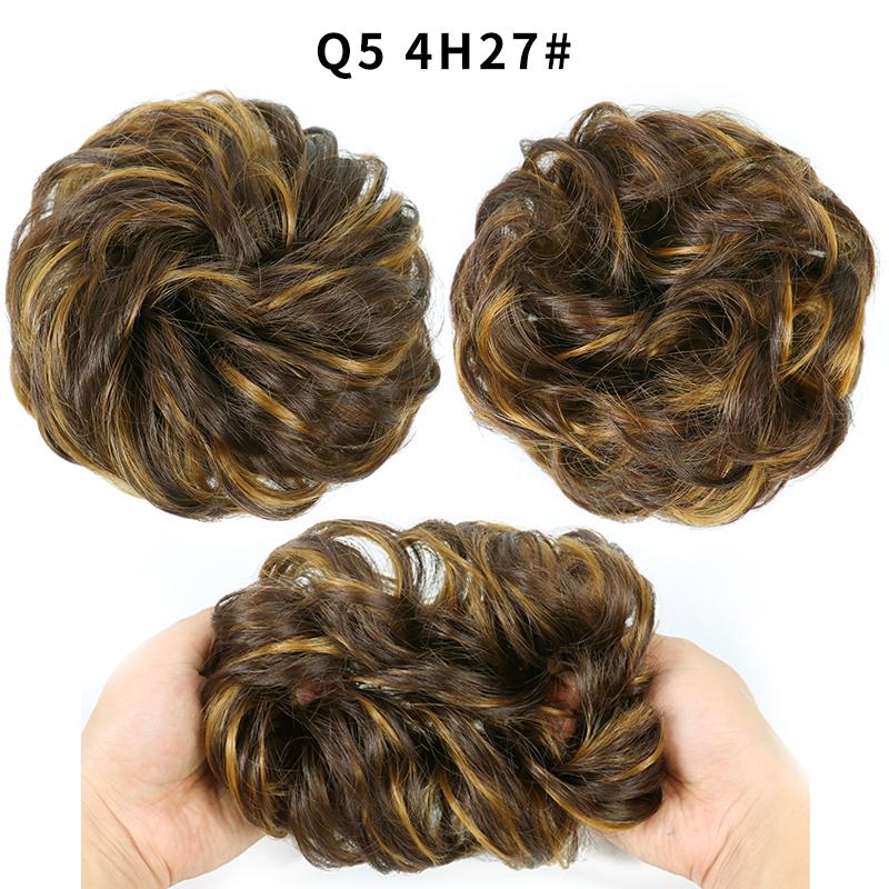 Synthetische unordentliche lockige Haarknoten-Chignon-Verlängerung, Donut-Gummiband, Ombre, Braun, Schwarz, Grau, Rosa, Blond, Gold, Rot 4H27 von Joom DACH