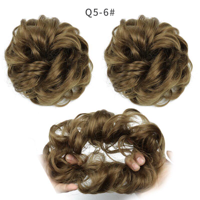 Synthetische unordentliche lockige Haarknoten-Chignon-Verlängerung, Donut-Gummiband, Ombre, Braun, Schwarz, Grau, Rosa, Blond, Gold, Rot 6 von Joom DACH