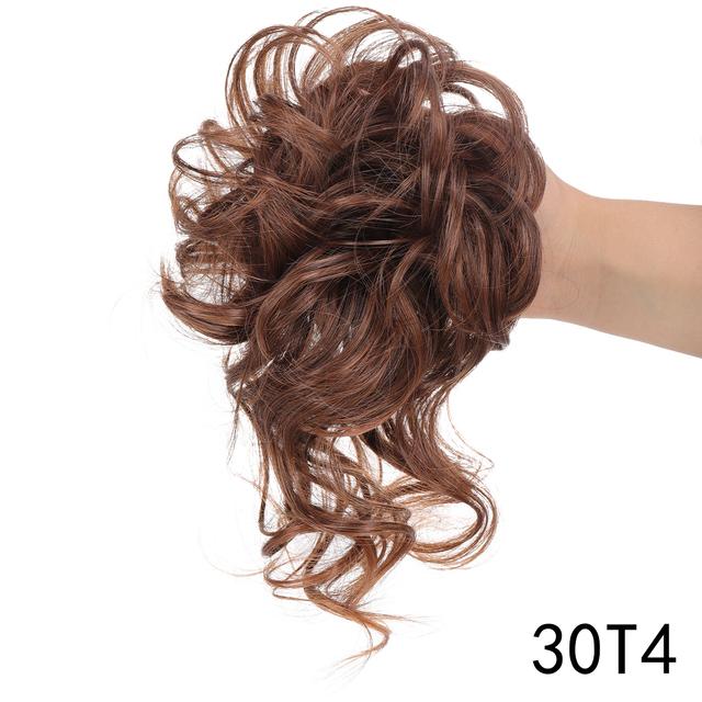 Synthetischer Dutt, unordentliche Locken, Band, elastische Haarspange, Perückenstück, Damen-Haarspange, Schwarz, Braun von Joom DACH